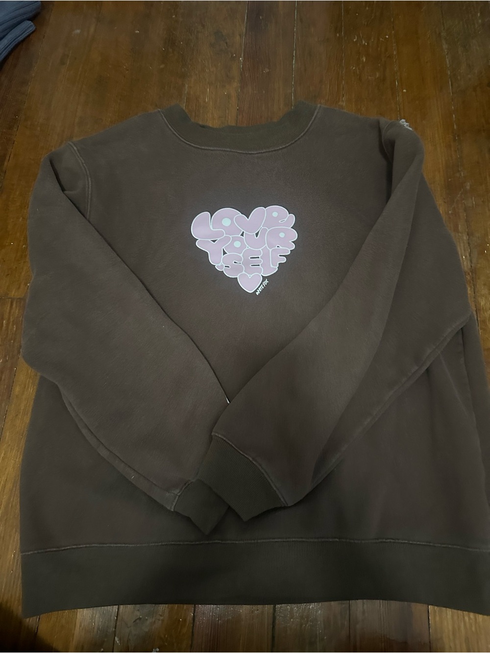 White Fox Boutique Brown 'Love Yourself' Graphic Sweatshirt